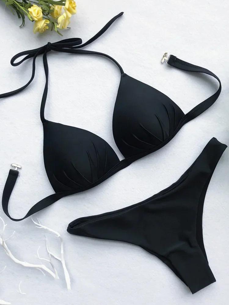 2026 Halter Bra Cup Bikini Women Swimsuit Female Push Up Swimwear Two Pieces Bikini Set Brazilian