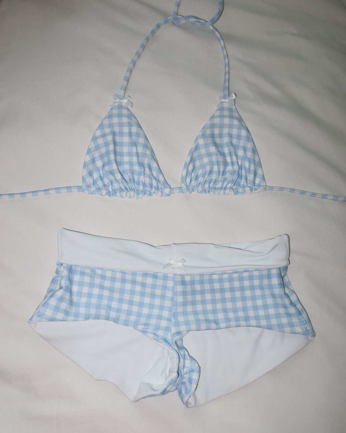 Women Halter Neck Triangle Bikini Sets Vintage 90s Aesthetic Bathing Suits Summer Boy Shorts