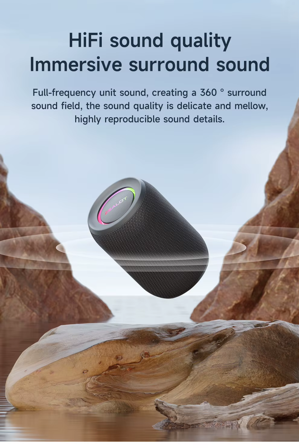 15W Portable Bluetooth 5.2 Speaker Outdoor Waterproof Wireless TWS Mini Column Box Speaker Outdoor TF Card