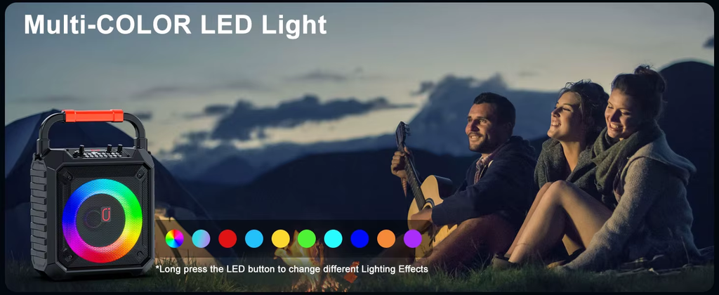 T17-T Wireless Bluetooth Speaker, Karaoke Machine with 2 Microphone, Home Karaoke System with LED Party Light