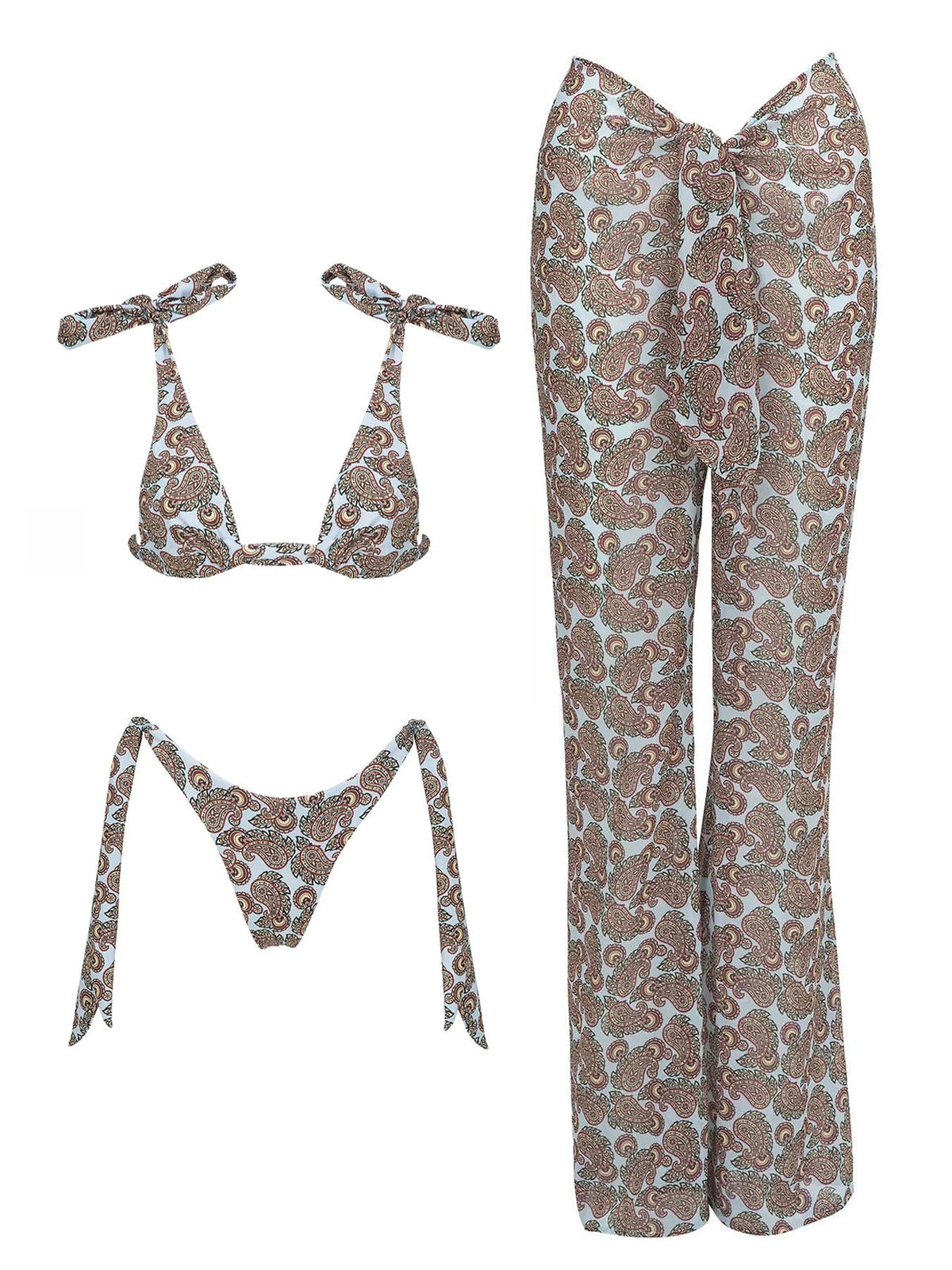 2026 Fashionable Boho Chic Bikini Set with Unique Paisley Design Perfect for Beach Wear and Pool