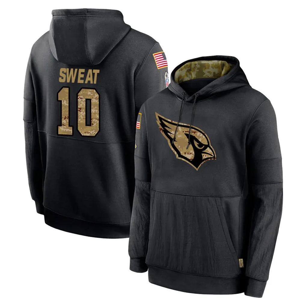 Pkot A.Cardinals #10 Josh Sweat Player Black Salute to Service Sideline Performance Pullover Hoodies Home Game Stitched Jerseys