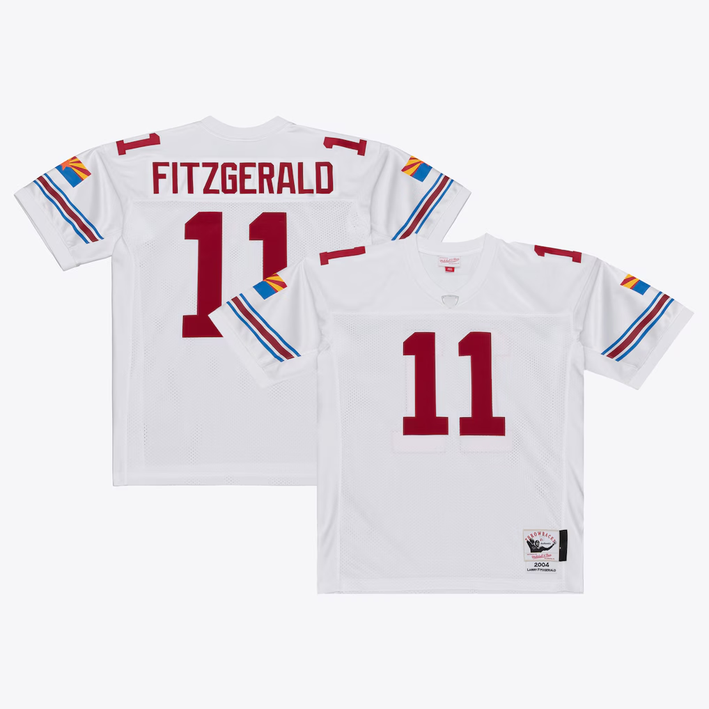 Pkot A.Cardinals #11 Larry Fitzgerald Mitchell & Ness White 2004 Authentic Throwback Stitched Jerseys