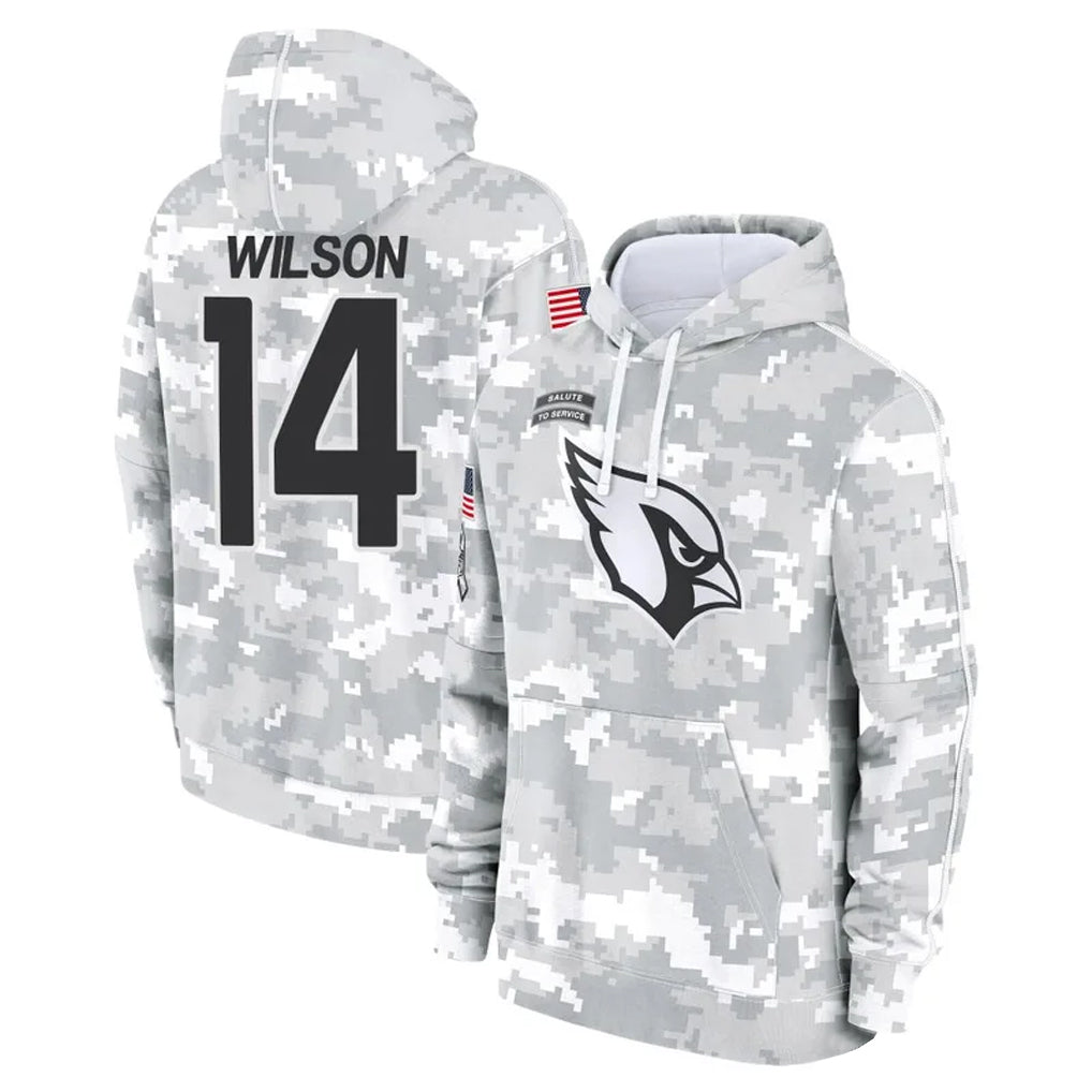 Pkot A.Cardinals #14 Michael Wilson Player Arctic Camo Salute to Service Hoodies Stitched Jerseys