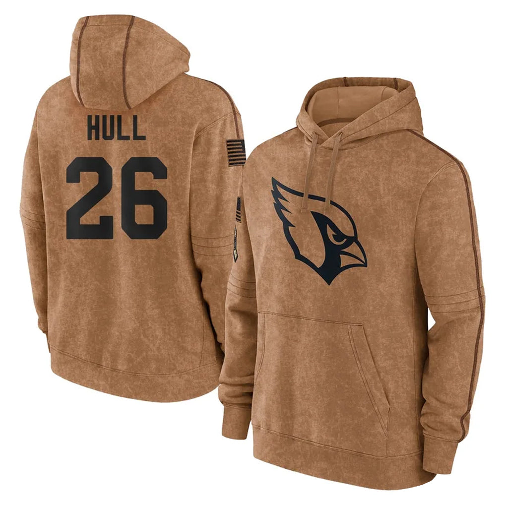 Pkot A.Cardinals #26 Evan Hull Player Brown Limited Salute to Service Pullover Hoodies Game Stitched Jerseys