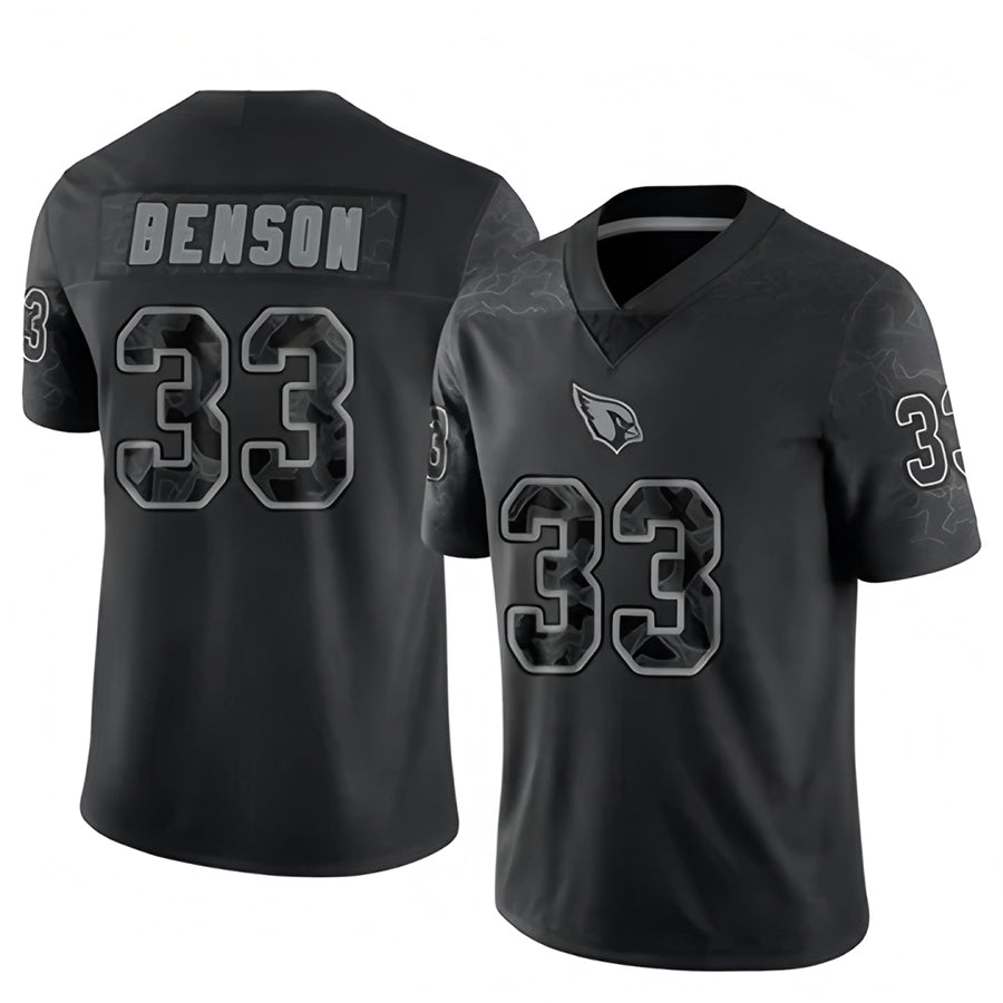 Pkot A.Cardinals #33 Trey Benson Player Black RFLCTV Limited Stitched Jerseys