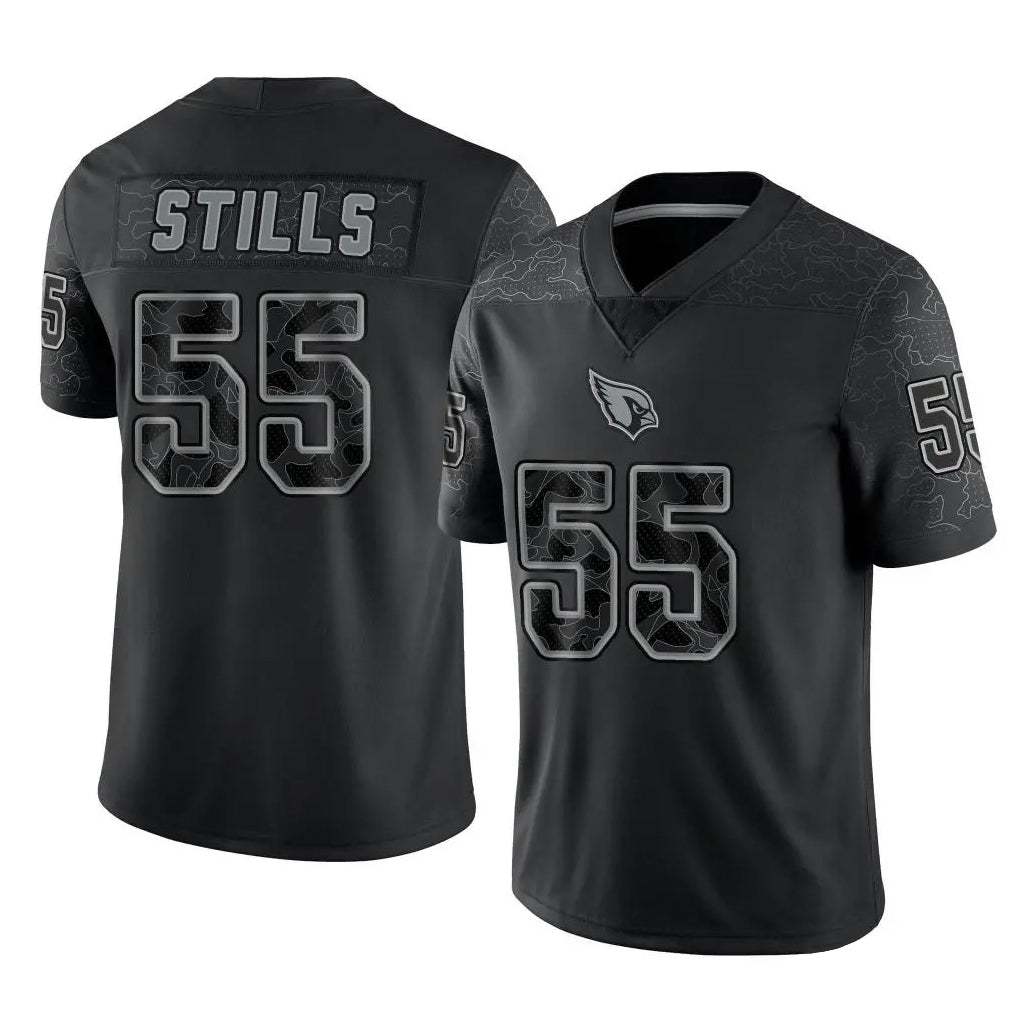 Pkot A.Cardinals #55 Dante Stills Player Black RFLCTV Limited Home Game Stitched Jerseys