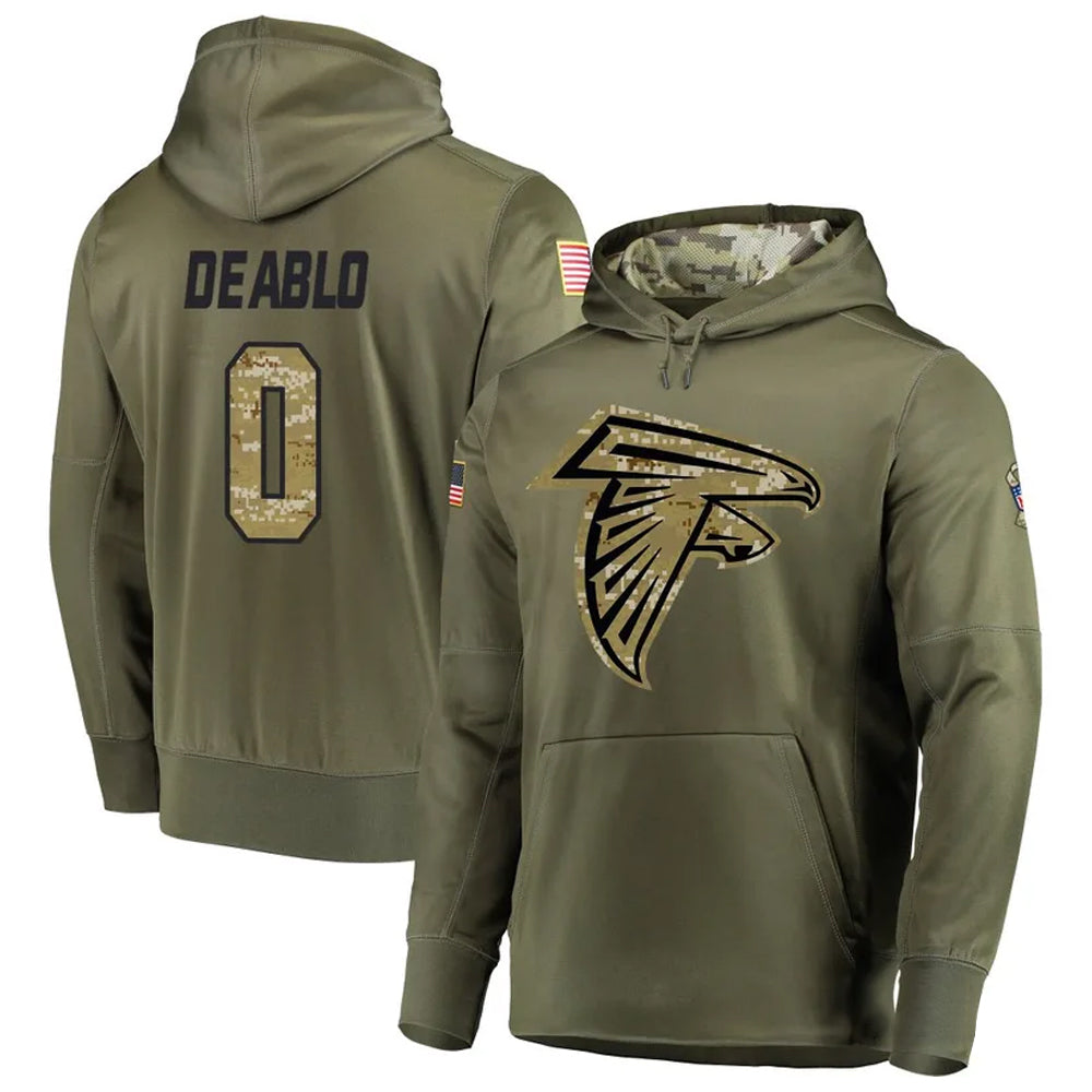 Pkot A.Falcons #0 Divine Deablo Player Olive Salute to Service Hoodies Stitched Jerseys