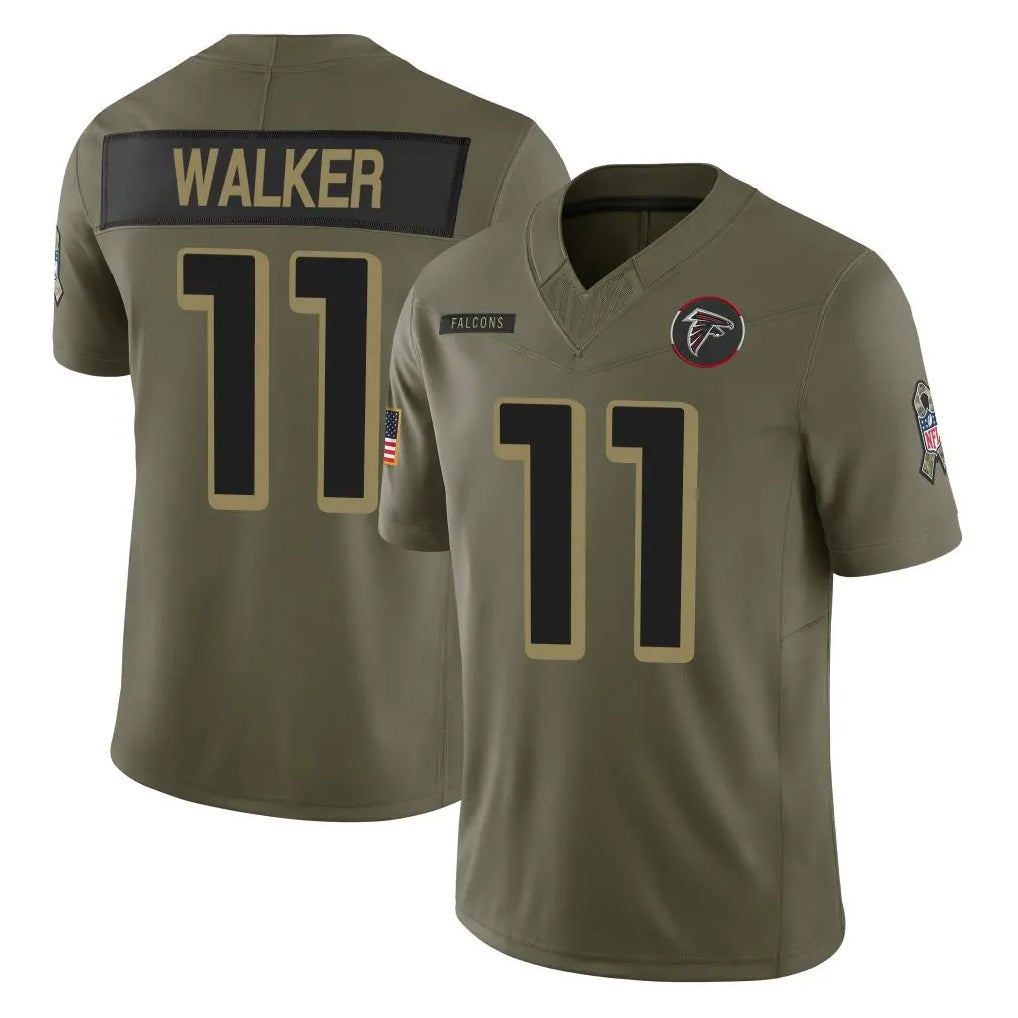 Pkot A.Falcons #11 Jalon Walker Player Olive Salute To Service Limited Home Game Stitched Jerseys