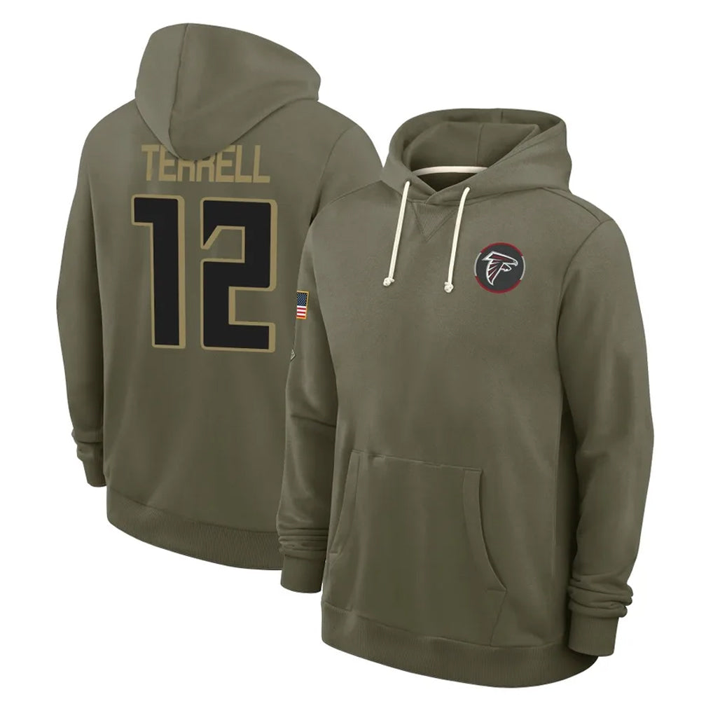 Pkot A.Falcons #12 Avieon Terrell Player Olive 2025 Salute to Service Hoodies Stitched Jerseys