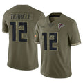 Pkot A.Falcons #12 Avieon Terrell Player Olive Salute To Service Stitched Jerseys