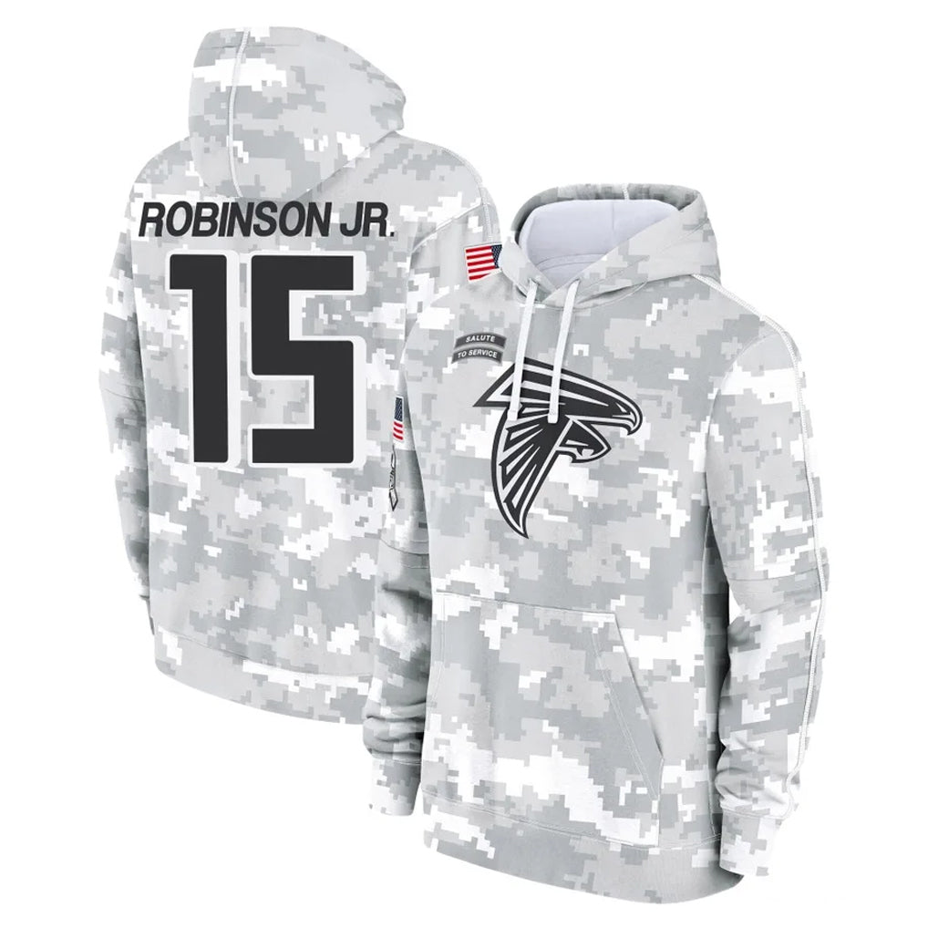 Pkot A.Falcons #15 Brian Robinson Player Camo Arctic Salute to Service Hoodies Limited Stitched Jerseys