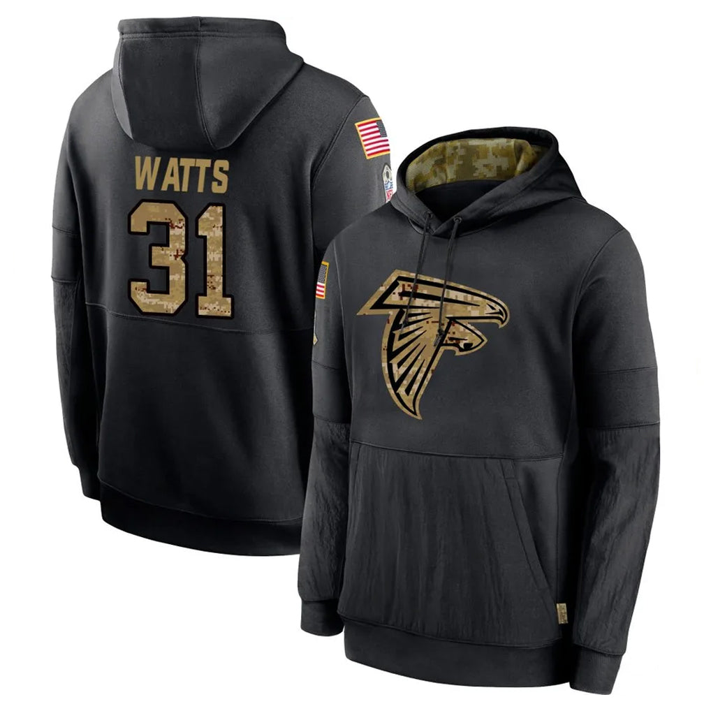 Pkot A.Falcons #31 Xavier Watts Player Black Salute to Service Hoodies Game Stitched Jerseys