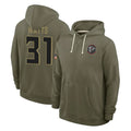 Pkot A.Falcons #31 Xavier Watts Player Olive 2025 Salute to Service Hoodies Stitched Jerseys