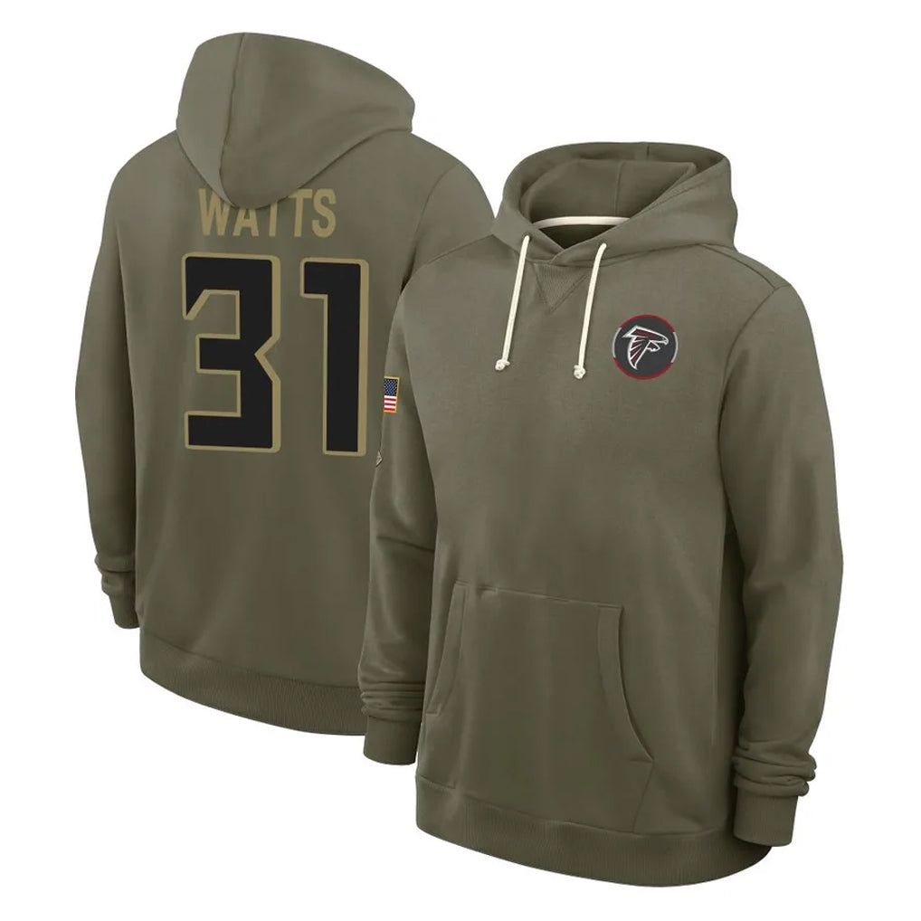 Pkot A.Falcons #31 Xavier Watts Player Olive 2025 Salute to Service Hoodies Stitched Jerseys