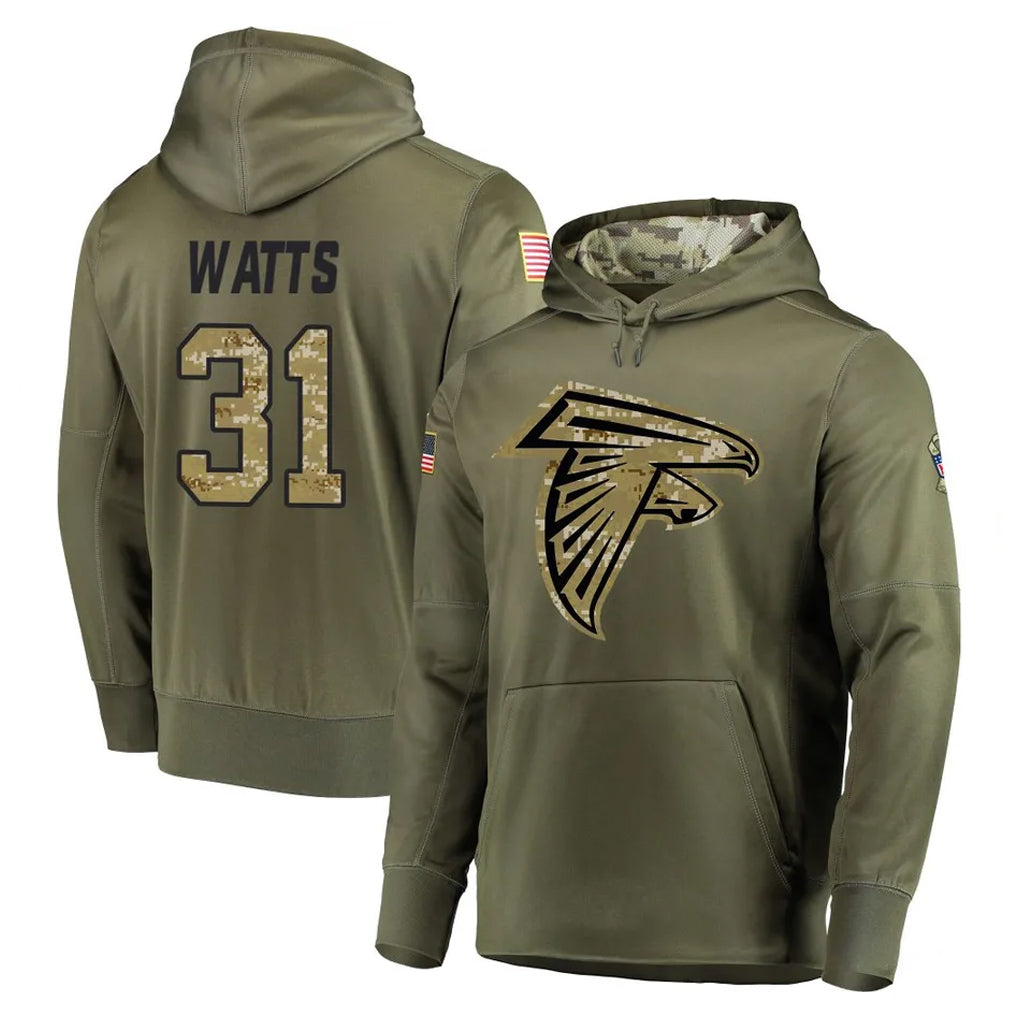 Pkot A.Falcons #31 Xavier Watts Player Olive Salute to Service Hoodies Stitched Jerseys
