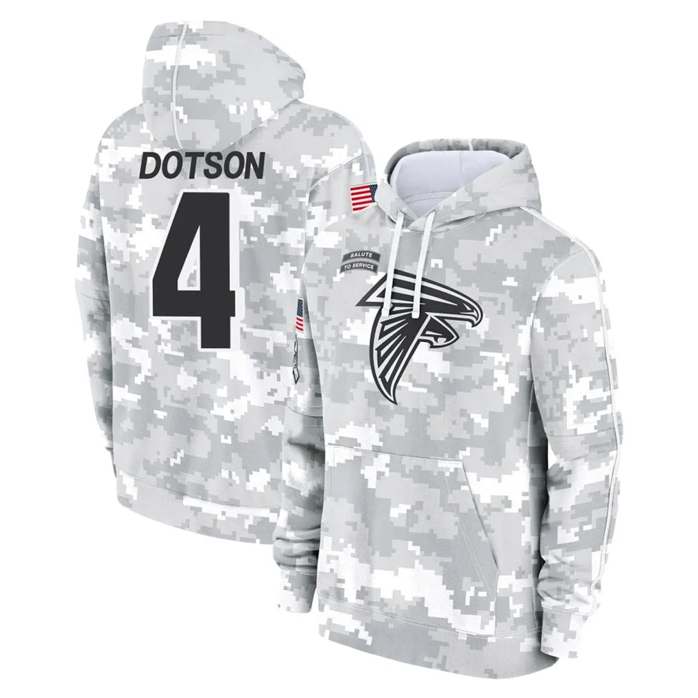 Pkot A.Falcons #4 Jahan Dotson Player Camo Arctic Salute to Service Hoodies Limited Stitched Jerseys
