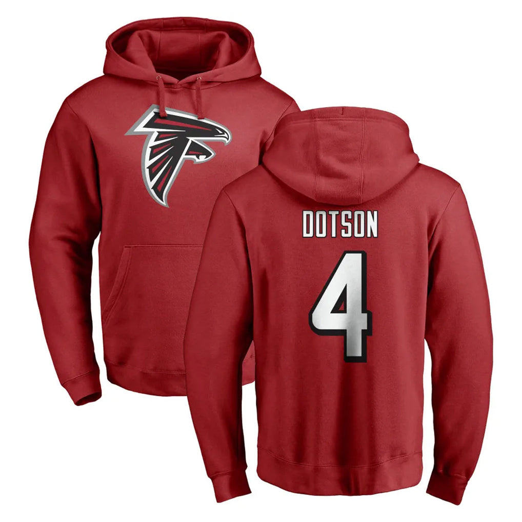 Pkot A.Falcons #4 Jahan Dotson Player Red Pullover Hoodies Home Game Stitched Jerseys