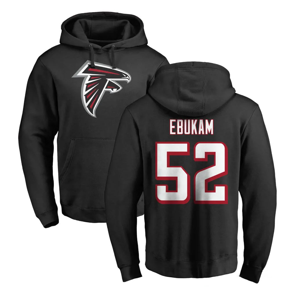 Pkot A.Falcons #52 Samson Ebukam Player Black LOGO Pullover Hoodies Home Game Stitched Jerseys