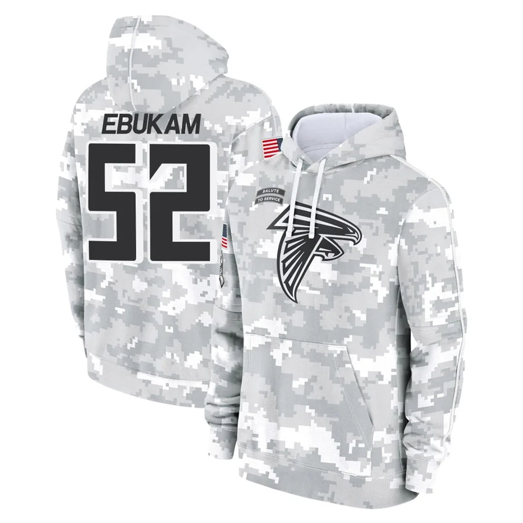 Pkot A.Falcons #52 Samson Ebukam Player Camo Arctic Salute to Service Hoodies Limited Stitched Jerseys