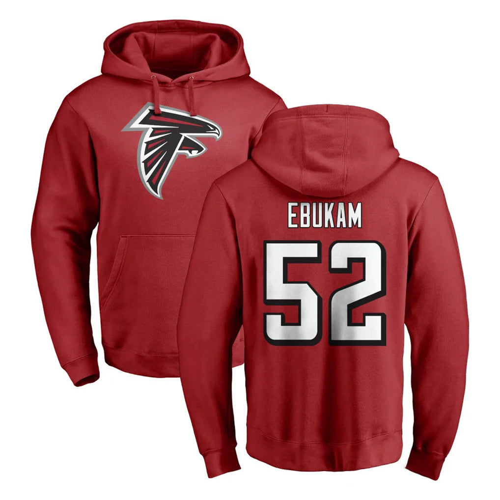 Pkot A.Falcons #52 Samson Ebukam Player Red Pullover Hoodies Home Game Stitched Jerseys