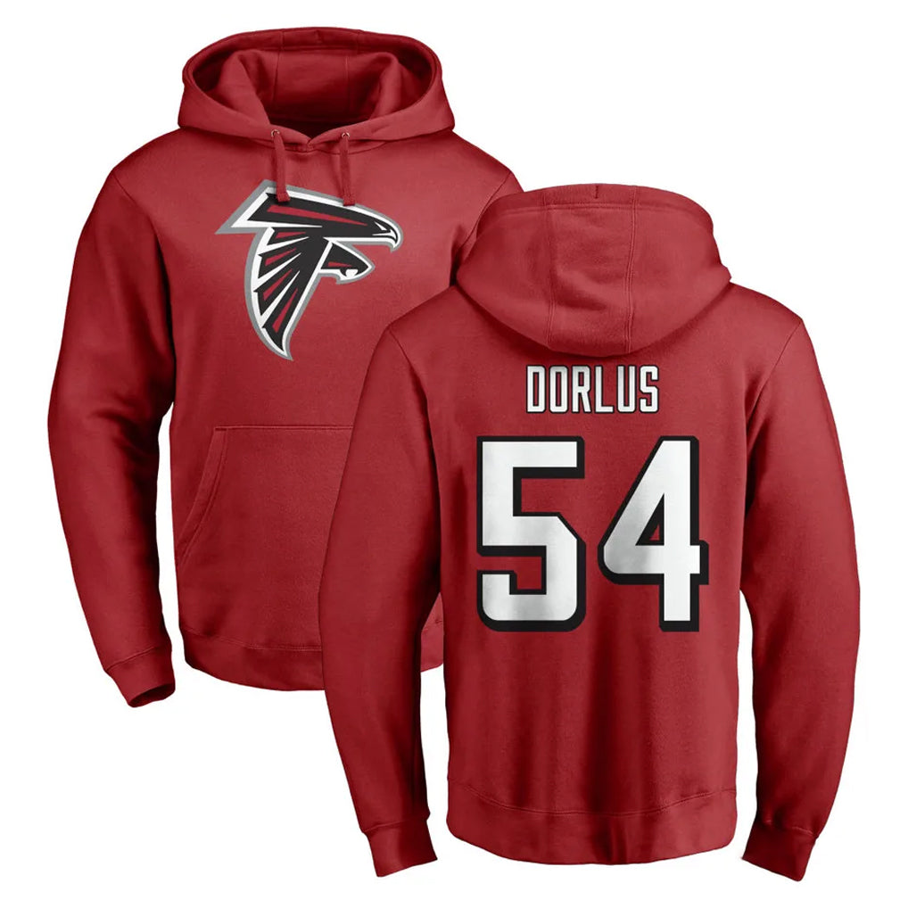 Pkot A.Falcons #54 Brandon Dorlus Player Red Pullover Hoodies Home Game Stitched Jerseys