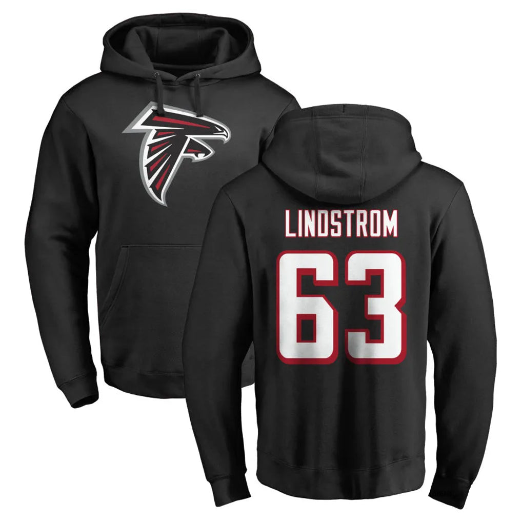 Pkot A.Falcons #63 Chris Lindstrom Player Black Salute to Service Hoodies Stitched Jerseys