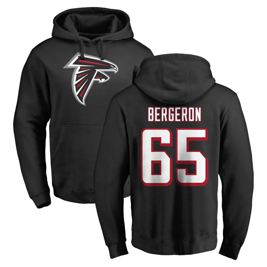 Pkot A.Falcons #65 Matthew Bergeron Player Black LOGO Pullover Hoodies Home Game Stitched Jerseys
