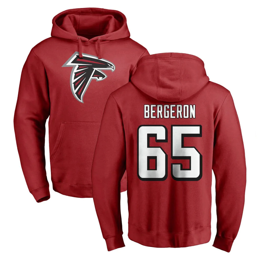 Pkot A.Falcons #65 Matthew Bergeron Player Red Pullover Hoodies Home Game Stitched Jerseys