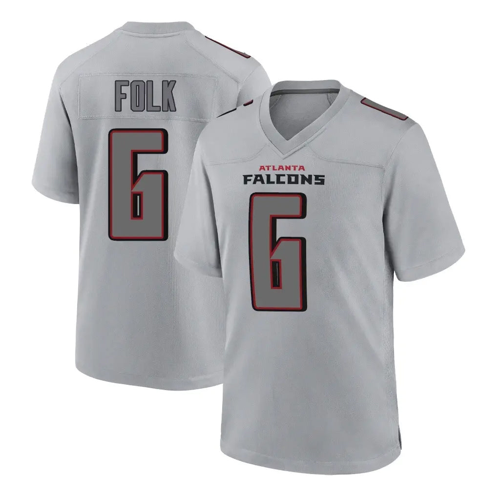 Pkot A.Falcons #6 Nick Folk Player Gray Fashion Home Game Stitched Jerseys