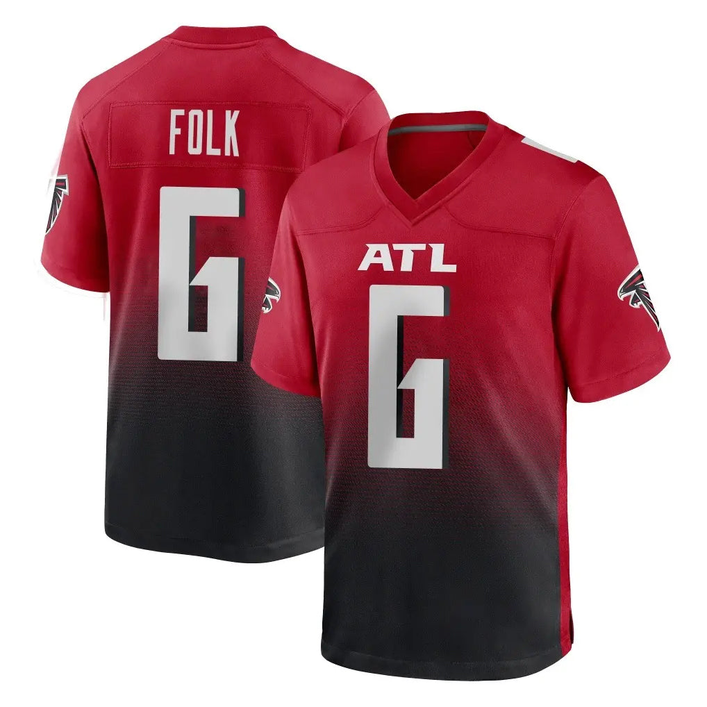Pkot A.Falcons #6 Nick Folk Player Red Home Game Stitched Jerseys