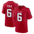 Pkot A.Falcons #6 Nick Folk Player Red Team Color Home Game Stitched Jerseys