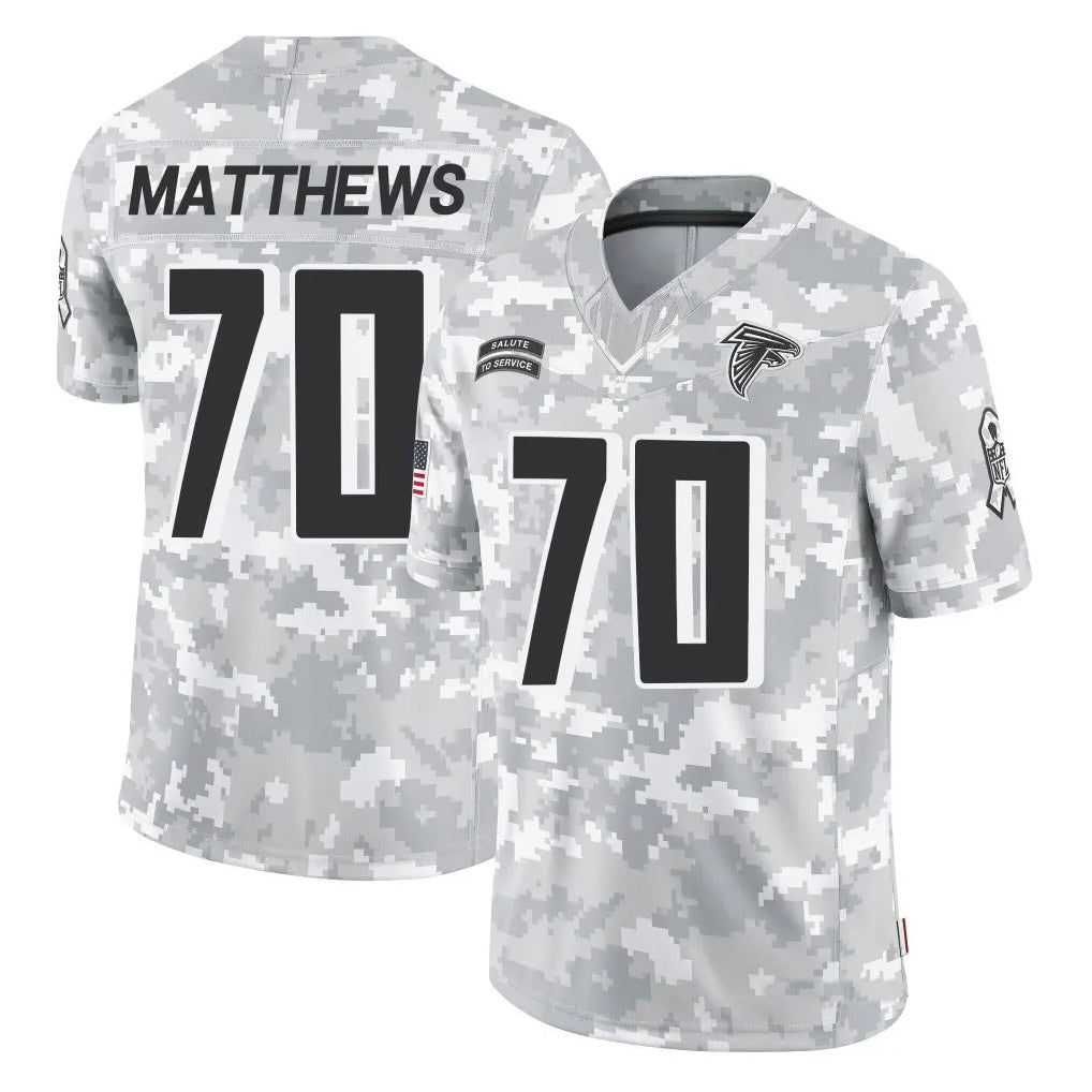 Pkot A.Falcons #70 Jake Matthews Player Arctic Camo Salute to Service Limited Stitched Jerseys