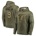 Pkot A.Falcons #9 Michael Penix Jr. Player Olive Salute to Service Club Fleece Hoodie Stitched Jerseys