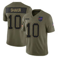 Pkot B.Bills #10 Khalil Shakir Player Olive Salute to Service Limited Home Game Stitched Jerseys