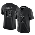 Pkot B.Bills #12 Jim Kelly Player Black RFLCTV Limited Stitched Jerseys