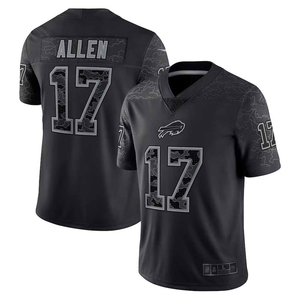 Pkot B.Bills #17 Josh Allen Player Black RFLCTV Limited Stitched Jerseys