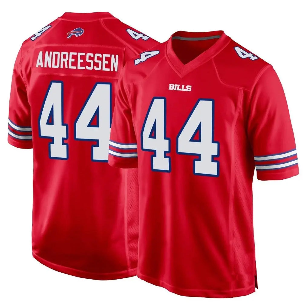 Pkot B.Bills #44 Joe Andreessen Player Red Home Game Stitched Jerseys