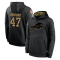 Pkot B.Bills #47 Christian Benford Player Black Salute to Service Hoodies Hame Stitched Jerseys