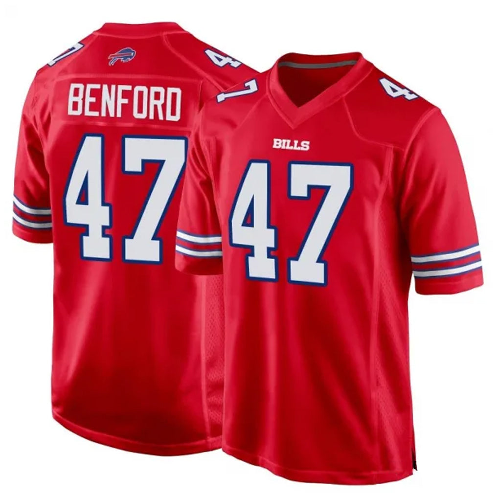 Pkot B.Bills #47 Christian Benford Player Red Home Game Stitched Jerseys