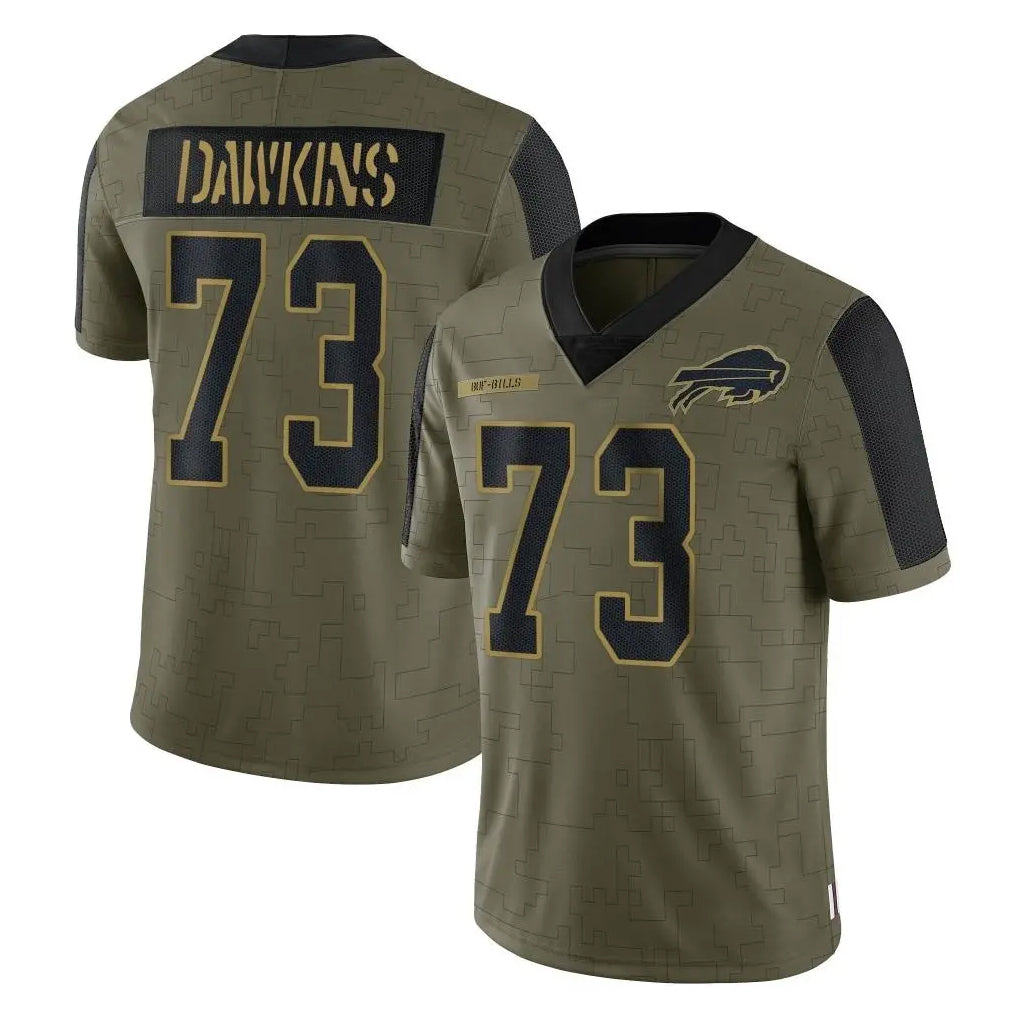 Pkot B.Bills #73 Dion Dawkins Player Olive Salute To Service Limited Home Stitched Jerseys