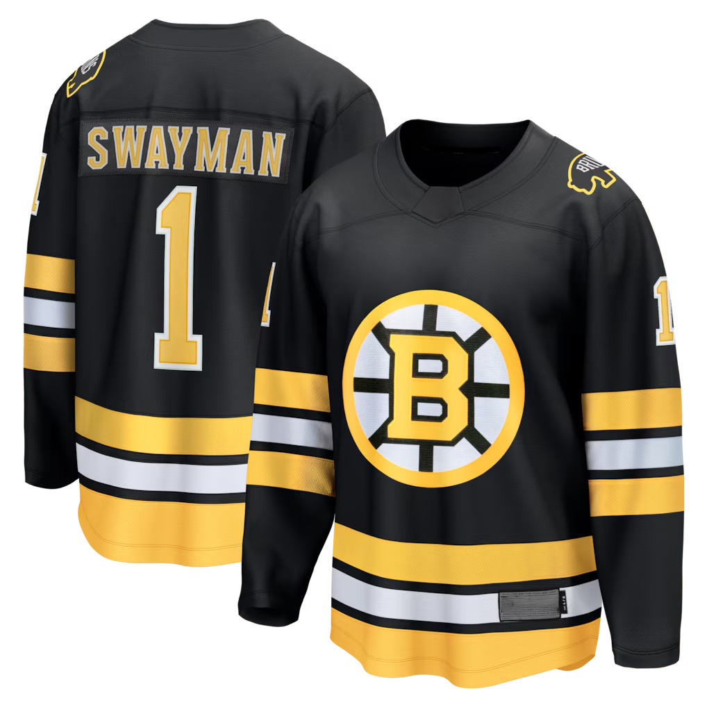 Pkot B.Bruins #1 Jeremy Swayman Black Home Breakaway Stitched Jerseys