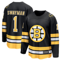 Pkot B.Bruins #1 Jeremy Swayman Black Home Breakaway Stitched Jerseys