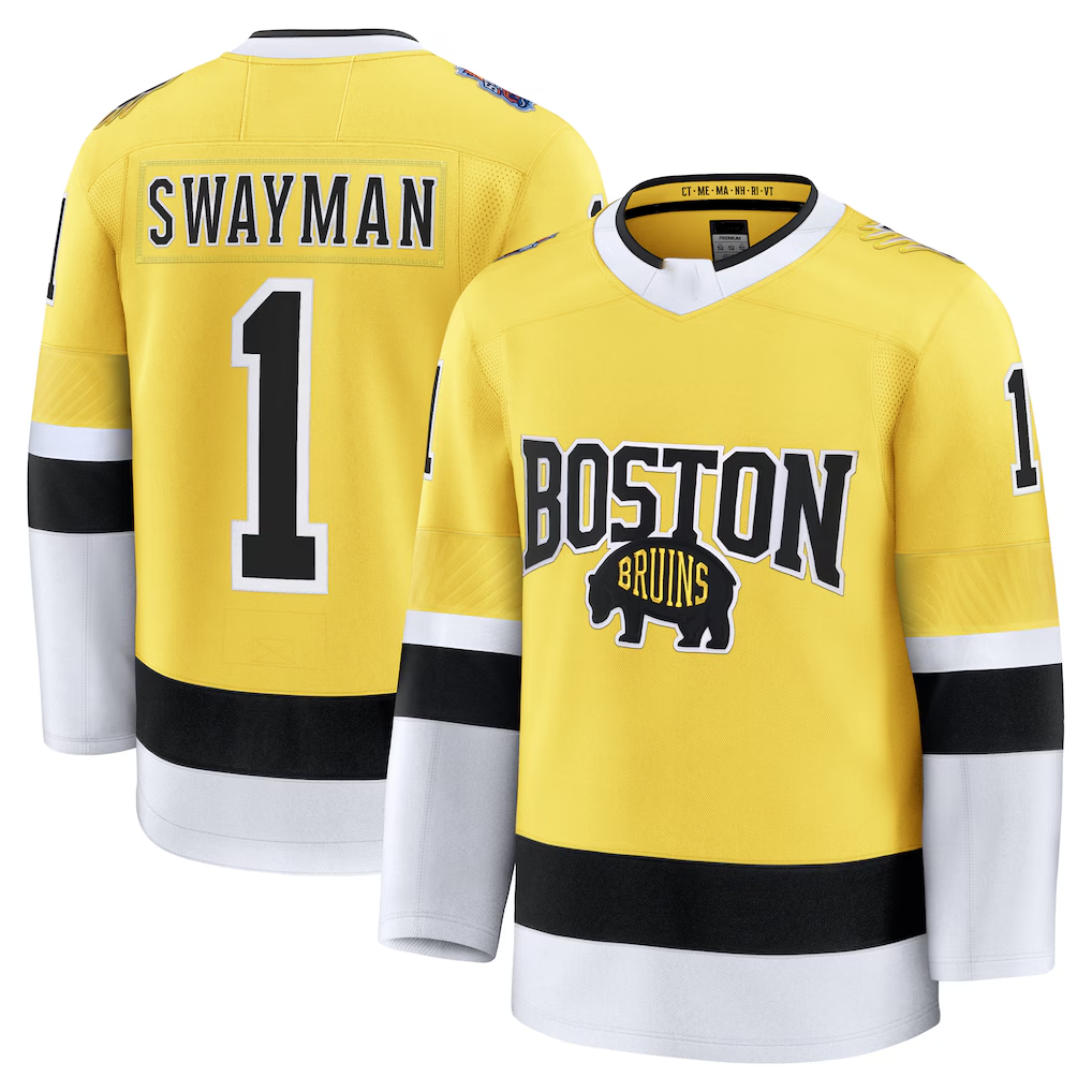 Pkot B.Bruins #1 Jeremy Swayman Gold 2026 Stadium Series Premium Stitched Jerseys