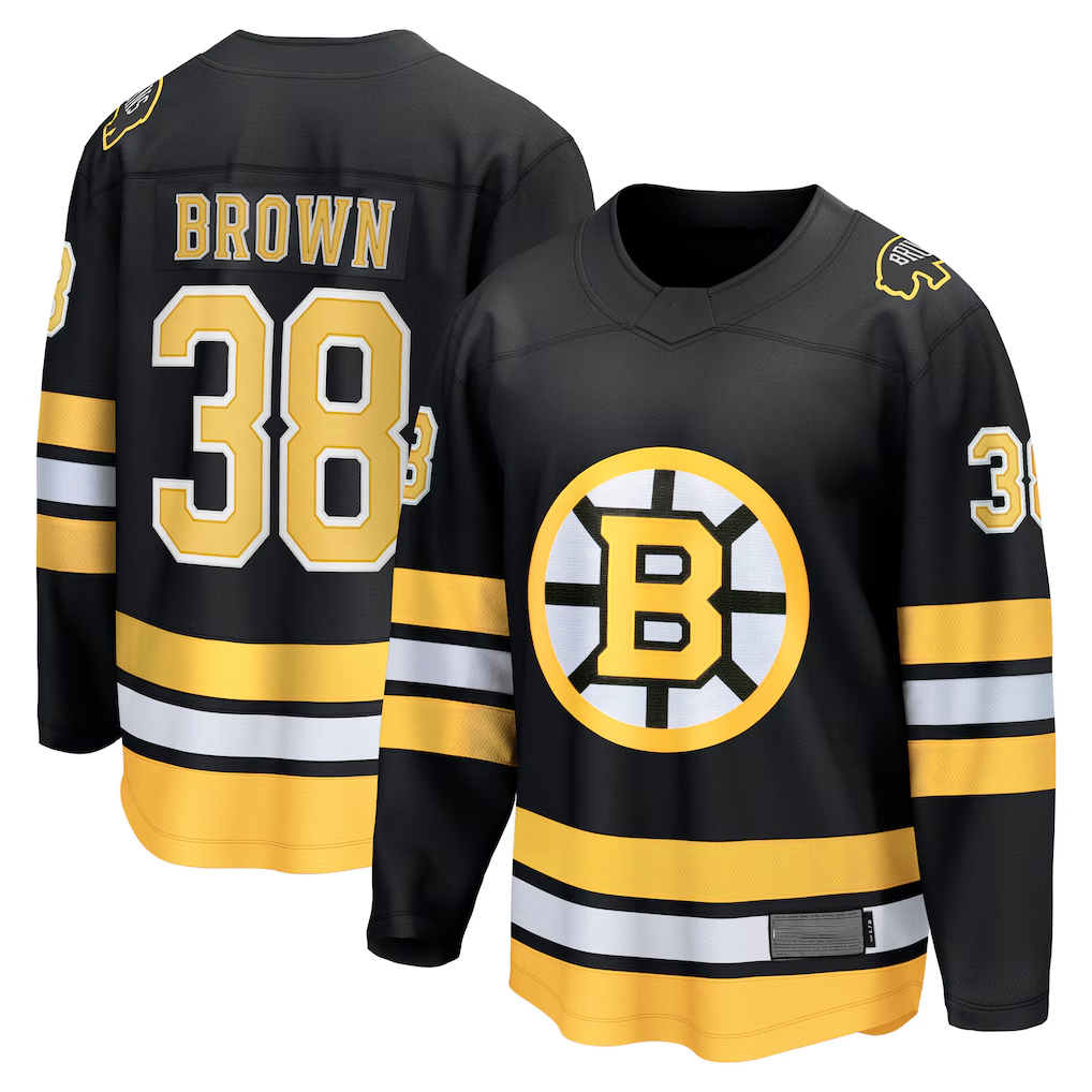 Pkot B.Bruins #38 Patrick Brown Black Home Breakaway Player Stitched Jerseys