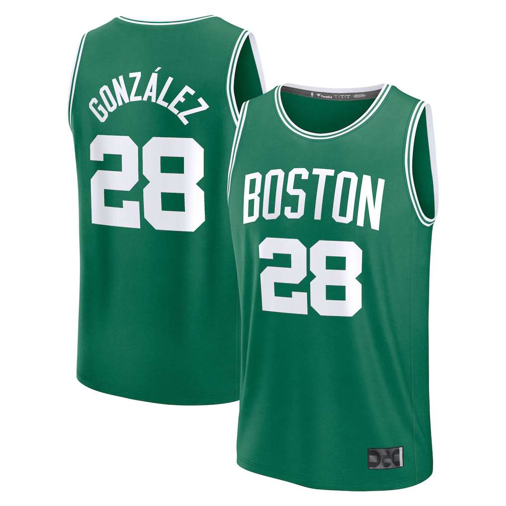 Pkot B.Celtics #28 Hugo Gonzalez Kelly Green 2025  Draft First Round Pick Fast Break Replica Jerseys - Icon Edition
