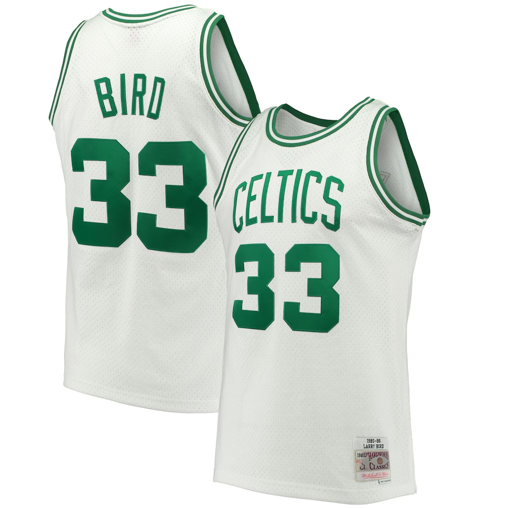 Pkot B.Celtics #33 Larry Bird Mitchell & Ness White Hardwood Classics 198586 Swingman Jerseys