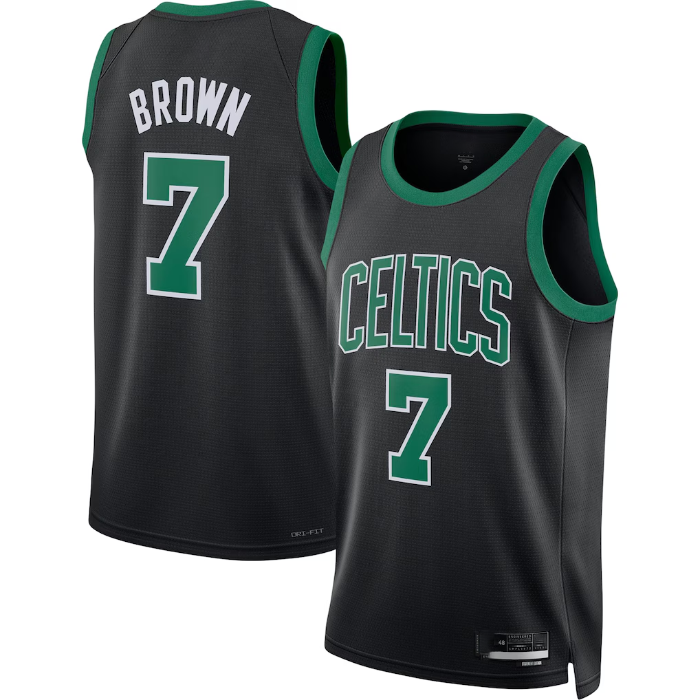 Pkot B.Celtics #7 Jaylen Brown Black Swingman Jerseys - Statement Edition