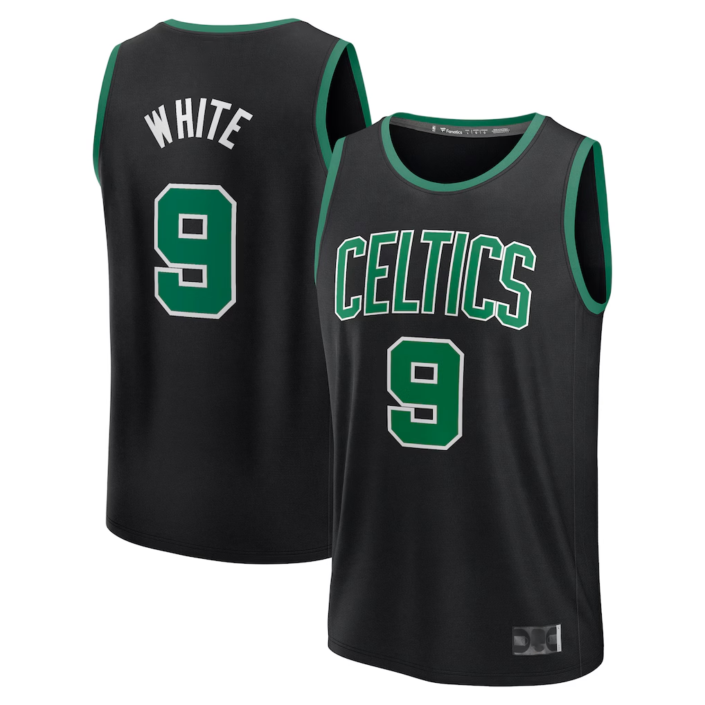 Pkot B.Celtics #9 Derrick White Black Fast Break Replica Player Jerseys - Statement Edition