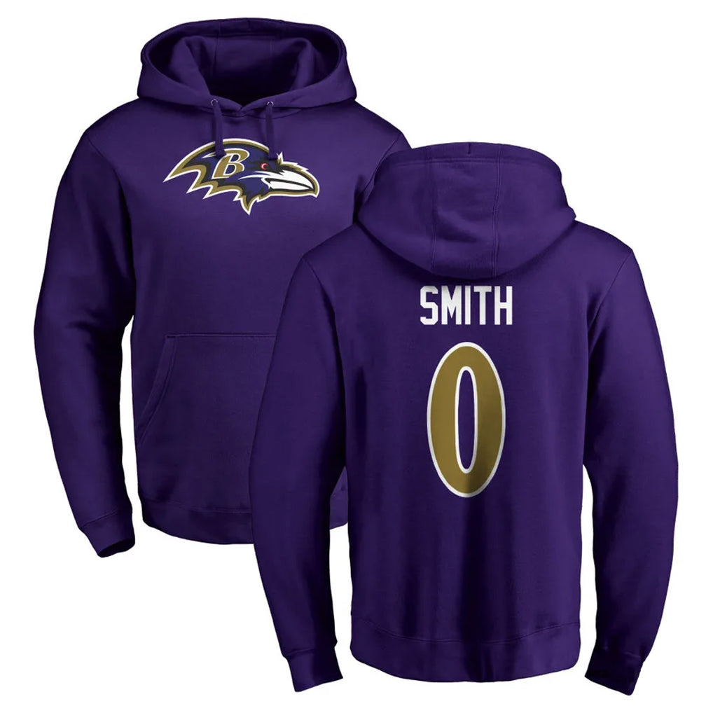 Pkot B.Ravens #0 Roquan Smith Player Purple Salute to Service Pullover Hoodie Stitched Jerseys